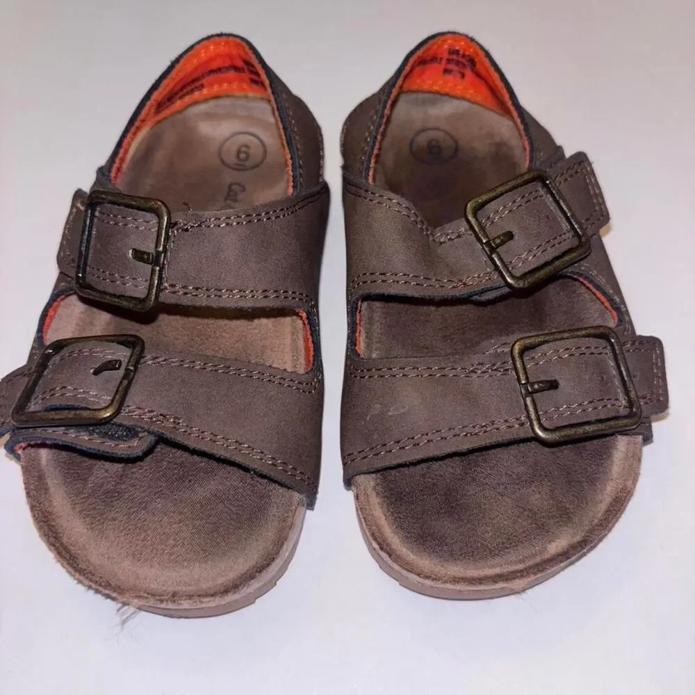 Cat-jack Toddler Boy Brown and Orange Sandals Size 6